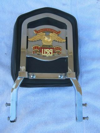 Vintage Harley 12 " Sissy Bar Backrest /pillow Pad,  Downing Eagle Emblem,  Fxr,  Xl