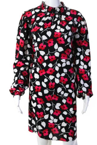 Kate Spade Womens Vintage Fleur Crepe Dress Black Pink Size Xl 11567555