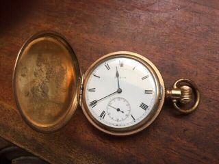 Antique Hunter Elgin Pocket Watch Gold Plated Dennison Case,  Order.
