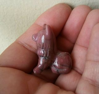 Vintage Natural Ruby Zoisite Hand Carved Dog Stone Figure Figurine Statue