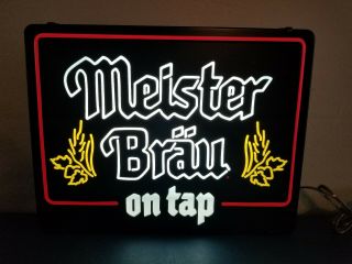 (vtg) 1985 Meister Brau Beer Plastic Light Up Back Bar Sign Game Room Chicago