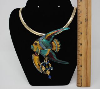 Lunch At The Ritz Fish Pendant Necklace Pin Large Ocean Blue Angel RARE Brooch 2