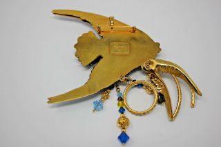 Lunch At The Ritz Fish Pendant Necklace Pin Large Ocean Blue Angel RARE Brooch 7