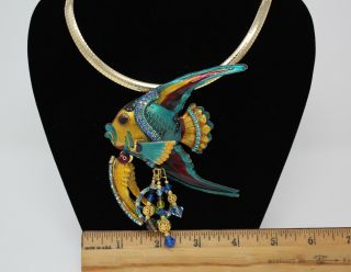 Lunch At The Ritz Fish Pendant Necklace Pin Large Ocean Blue Angel RARE Brooch 9