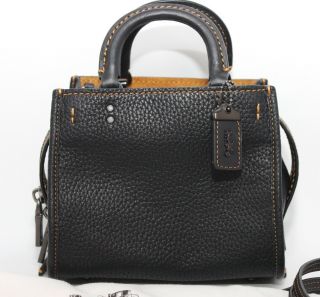 RARE Hard to Find COACH ROGUE 17 Black Mini Pebbled Leather Crossbody W/Dustbag 2