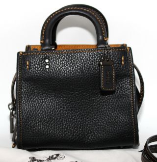 RARE Hard to Find COACH ROGUE 17 Black Mini Pebbled Leather Crossbody W/Dustbag 3