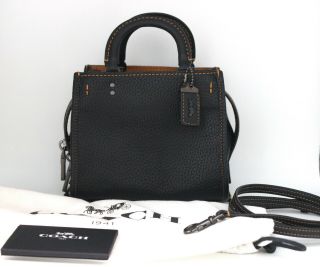 RARE Hard to Find COACH ROGUE 17 Black Mini Pebbled Leather Crossbody W/Dustbag 4