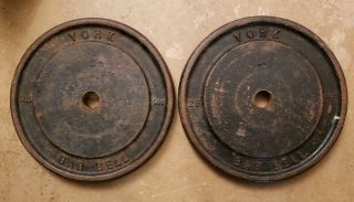York Barbell Wide Letter Two 25 Lbs Standard Plates Weights Vintage Gym 50 Total