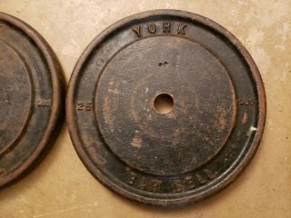 York Barbell Wide Letter Two 25 lbs Standard plates Weights vintage gym 50 total 2