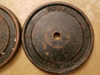 York Barbell Wide Letter Two 25 lbs Standard plates Weights vintage gym 50 total 5