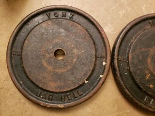 York Barbell Wide Letter Two 25 lbs Standard plates Weights vintage gym 50 total 6