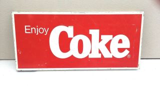 Coca Cola Sign Metal Display Ad Enjoy Coke Red White Vintage