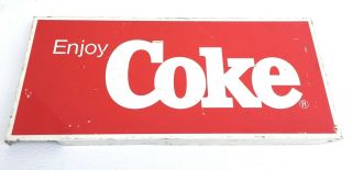 Coca Cola Sign Metal Display Ad Enjoy Coke Red White Vintage 2