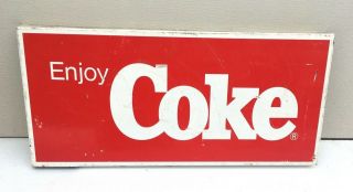 Coca Cola Sign Metal Display Ad Enjoy Coke Red White Vintage 3