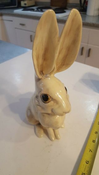 Rare Vintage Anthony Freeman Mcfarlin Pottery Large Tan Bunny Rabbit Statue Sign