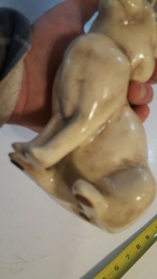 Rare Vintage Anthony Freeman Mcfarlin Pottery Large TAN Bunny Rabbit Statue sign 7
