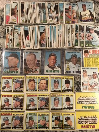 (156) 1967 Topps Vintage Baseball Starter Partial Complete Set Willie Mays Auto
