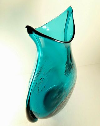Ultra Rare BLENKO Glass Large Peacock / Blue Pouch Vase 534 Winslow Anderson 5