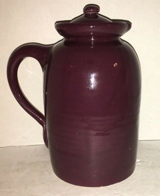 Vintage Cornelison Bybee Pottery Pitcher W/lid Stoneware Rare Purple Ky Waco