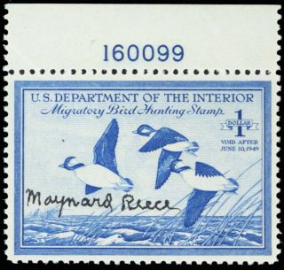 Rw15,  Rare Artist Signed Maynard Reece Duck Stamp Vf Nh - - Stuart Katz