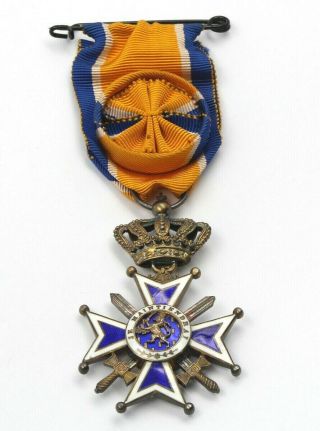 Vintage Dutch Order Of Orange - Nassau Bronze Military Knights Cross Medal 6340