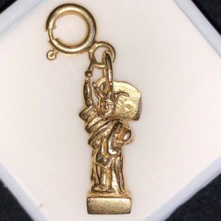 Vintage Statue Of Liberty 14k Yellow Gold Pendant Charm 14k Springring Clasp