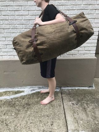 Vintage Filson Extra Large Duffle Bag With Leather Straps