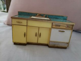 Vintage Ideal Petite Princess Patti Dollhouse Yellow Kitchen Sink/dishwasher 3