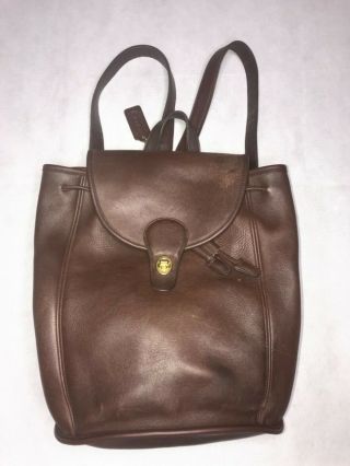 Vintage Coach Brown Leather Book Bag Daypack Backpack 9943