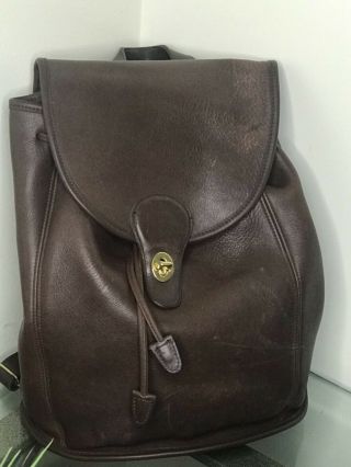 Vintage Coach Brown Leather Book Bag Daypack Backpack 9943 5