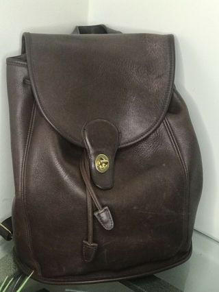Vintage Coach Brown Leather Book Bag Daypack Backpack 9943 6