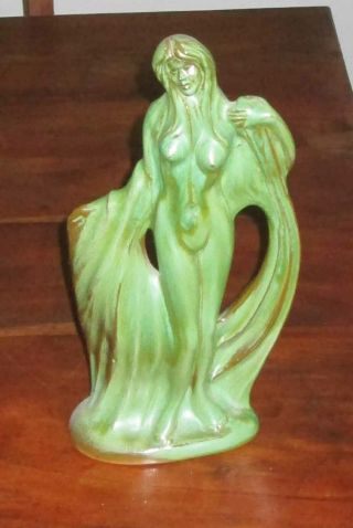 Frankoma Green Nude By Gerald Smith,  12 1/2 " T X 6 1/4 W,  Signed,  Vintage