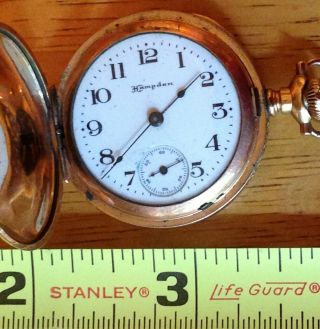 1905 Hampden " Molly Stark " Pocket Watch,  7 J. ,  Dueber 14k Gold Filled Hunter Case