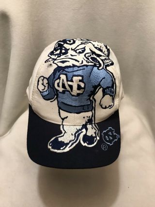 Vintage North Carolina Tar Heels The Game Big Logo Snapback Hat Distressed