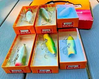 Vtg 6 South Bend Babe Oreno Fishing Lures In Counter Display Box Nos