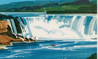 Vintage Bus Travel Poster GREYHOUND Niagara Falls Canada York ONTARIO 2