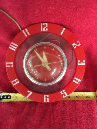 Telechron Wall Clock Model 2H39 Red Vintage MCM Mod Mid Century Modern Rare 3