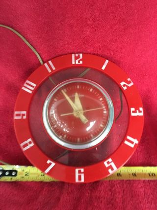 Telechron Wall Clock Model 2H39 Red Vintage MCM Mod Mid Century Modern Rare 4