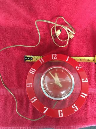 Telechron Wall Clock Model 2H39 Red Vintage MCM Mod Mid Century Modern Rare 7