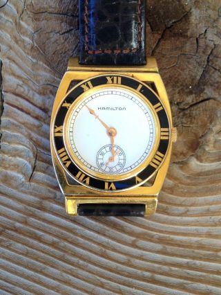 Vintage Rare Hamilton Roman Numeral Registered Edition 18k Gold Electroplated