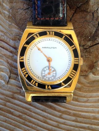 Vintage Rare Hamilton Roman Numeral Registered Edition 18k Gold Electroplated 2