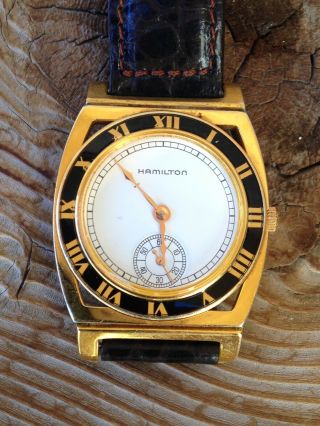 Vintage Rare Hamilton Roman Numeral Registered Edition 18k Gold Electroplated 3