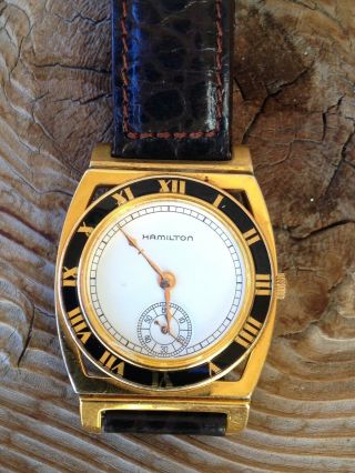 Vintage Rare Hamilton Roman Numeral Registered Edition 18k Gold Electroplated 5