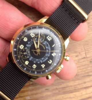 Vintage Lucerne Sport Wrist Watch -.  1950s/1960s Gold Telemeter