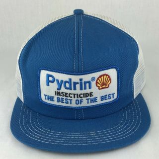 Vtg Shell Pydrin Insecticide Patch Snapback Trucker Mesh Hat K Products Us Blue
