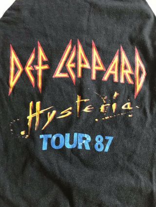 Vintage 1987 DEF LEPPARD Hysteria Tour T Shirt Black 50/50 L USA 4
