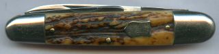 Hoffritz Ny.  Vintage Made In Germany Stag Handle 3 Blade Pocket Knife Rare Os.