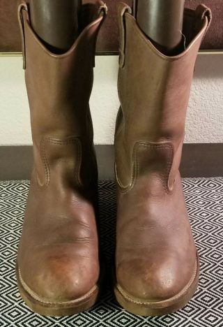 Vtg Red Wing Usa Ufcw Pecos 14d Brown Leather Soft Toe Western Biker Work Boots