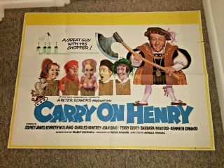 Vintage Film Poster Carry On Henry Barbara Windsor Sid James 1970 