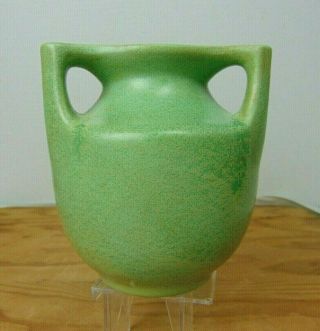 Vintage Haeger Arts and Crafts Pottery 3 Handle Matte Green Handled Vase or Urn 2